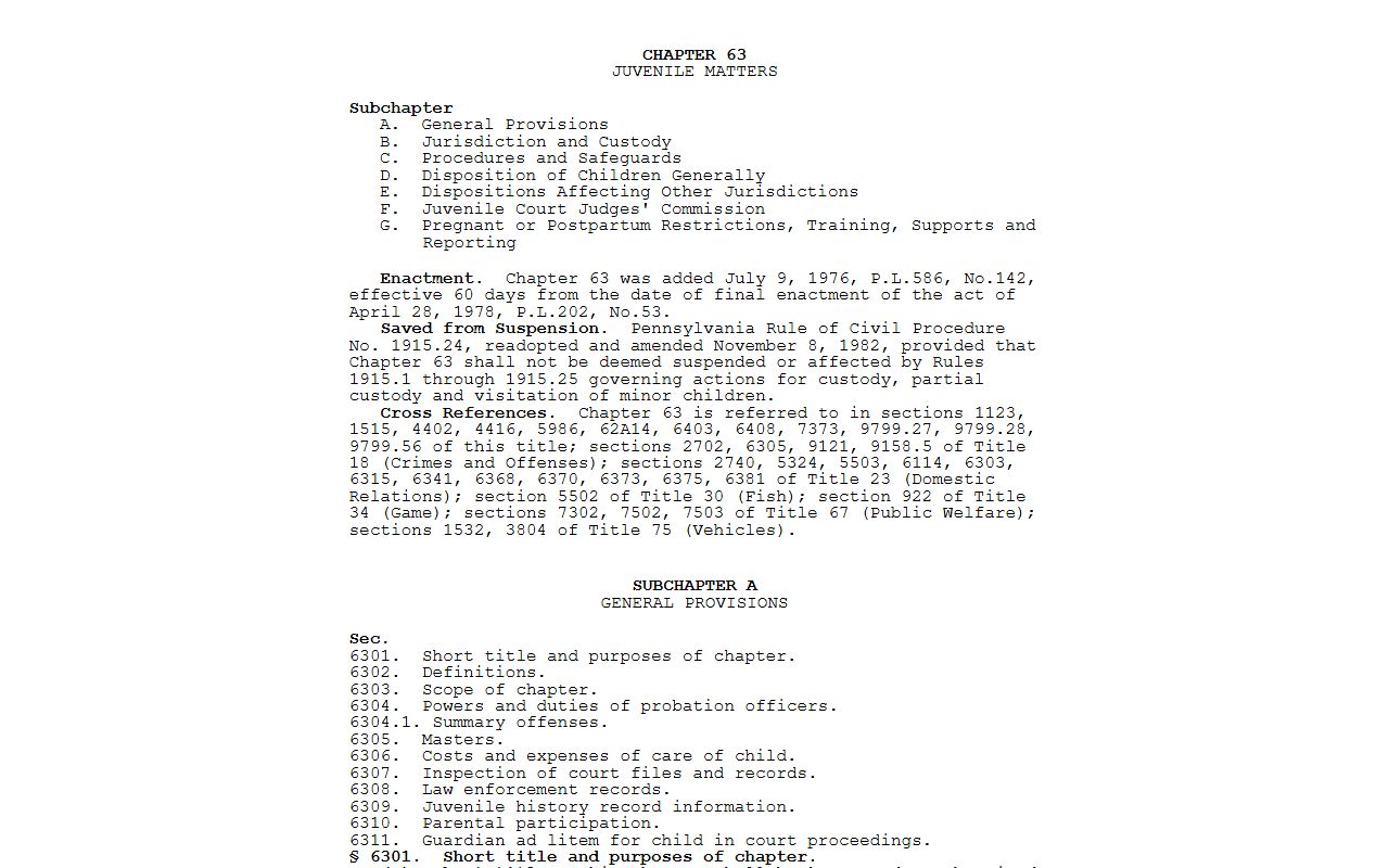 Pike County arrest records and court charges Pennsylvania Juvenile Act