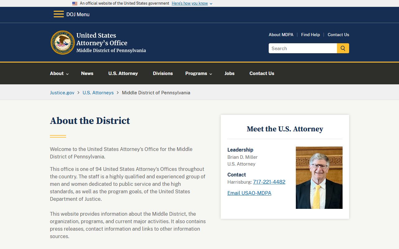 Pike County arrest records and court charges U.S. Attorney Middle District
