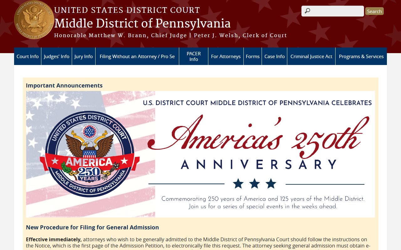 Pike County court dockets Middle District of Pennsylvania federal court