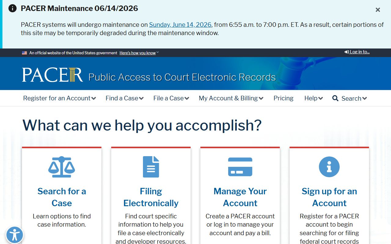 Pike County court dockets PACER case access