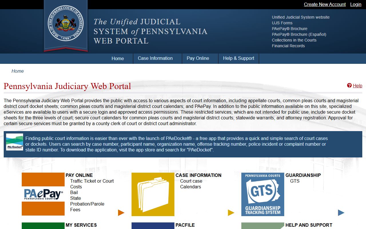 Pike County court records UJS portal and PAeDocket information