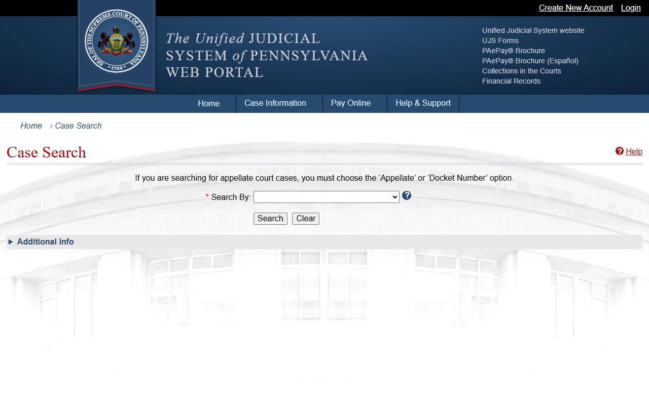Pike County court records UJS Case Search interface