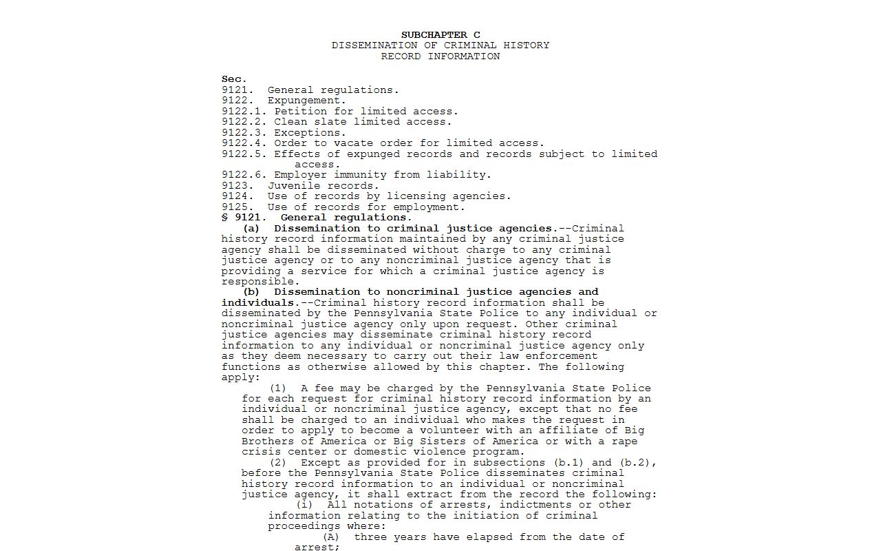 Pike County criminal court records Criminal History Record Information Act