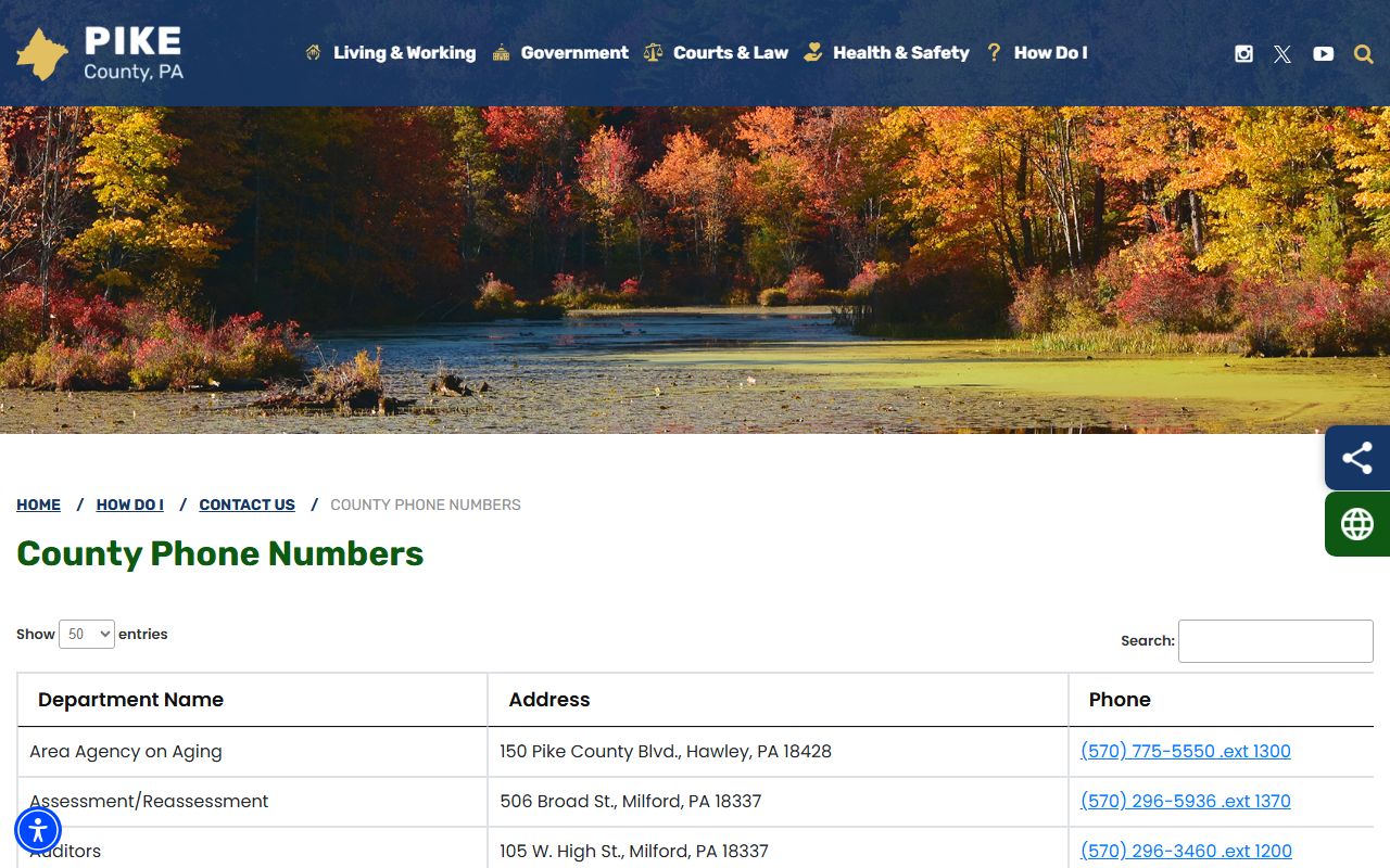 Pike County court records county phone directory