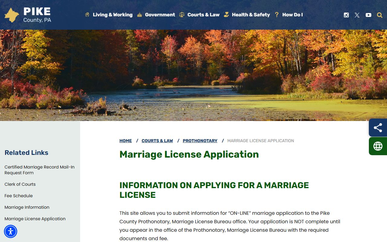 Pike County marriage and divorce records online marriage application instructions