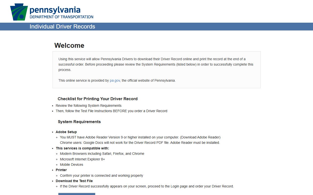 Pike County traffic court records PennDOT individual driver records portal