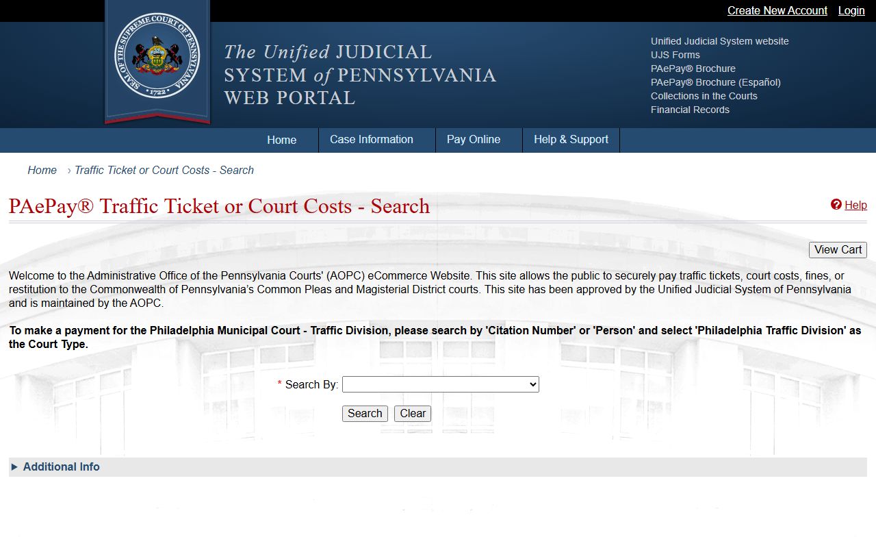 Pike County traffic court records PAePay payment portal